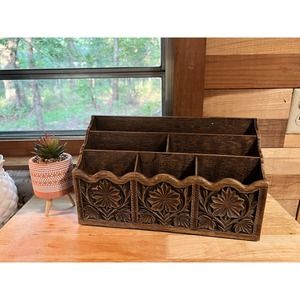 Vintage Lerner Letter Holder, Boho Decor, Floral Organizer, Kitchen Decor